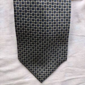Fenzia Euromoda 100% Silk Tie Made In Italy Vintage Geometric Blue Black Cream